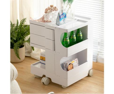 White stylish Boby Trolley Storage Bedside Table Mobile Cart 3 Tier YE/OR/GR/GY/PK/WH