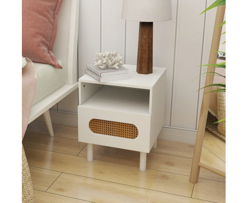 White Versatile bedside table in White/Maple