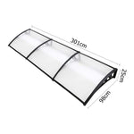 Window Door Awning Canopy Outdoor UV Patio Rain Cover Clear - White
