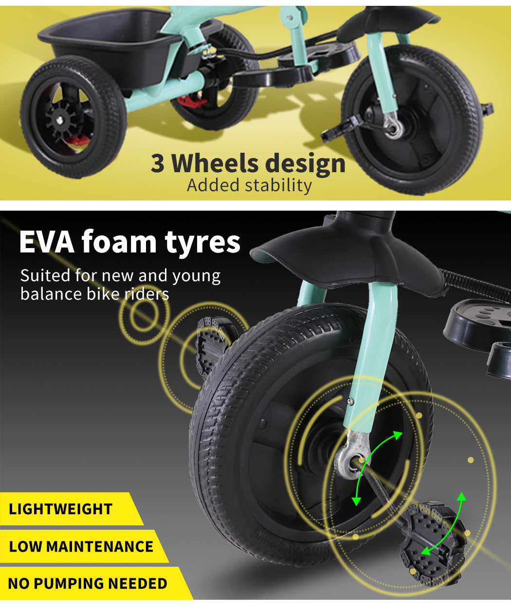 Ultra-lightweight Kids Balance Bicycle-Green