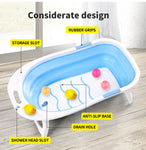 Baby Bath Tub Infant Toddlers Foldable Bathtub Folding Safety Bathing ShowerBlue