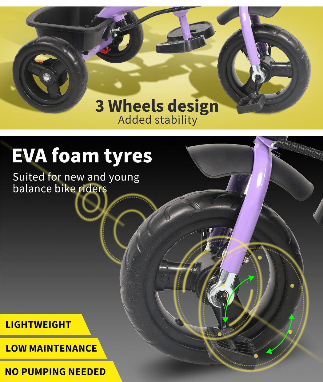 Ultra-lightweight Kids Balance Bicycle-purple