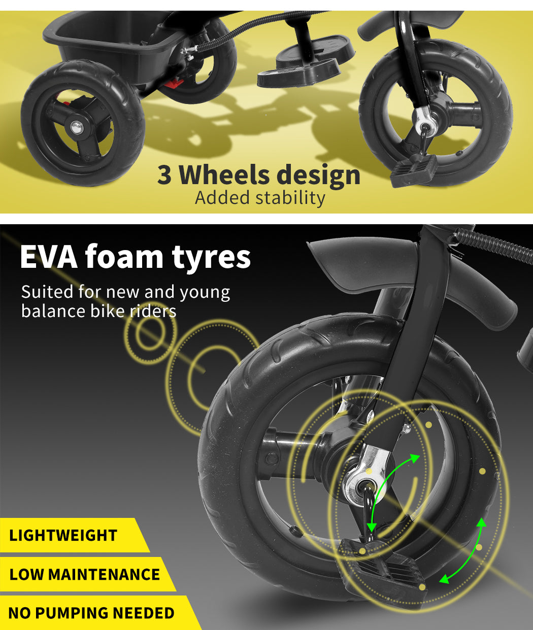 Ultra-lightweight Kids Balance Bicycle-black