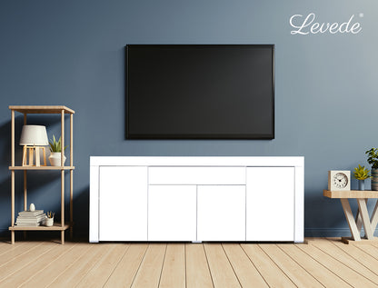 Buffet Sideboard Cabinet High Gloss Storage Modern Doors Cupboard Black