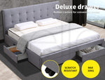 Premium fabric Double Bed Frame Base With Storage Drawer-Grey