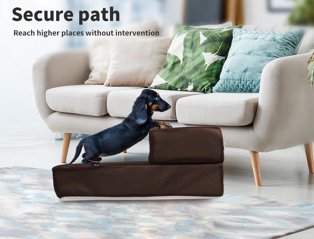 Portable Foldable Pet Stairs Brown