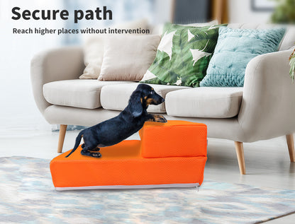 Portable Foldable Pet Stairs Orange