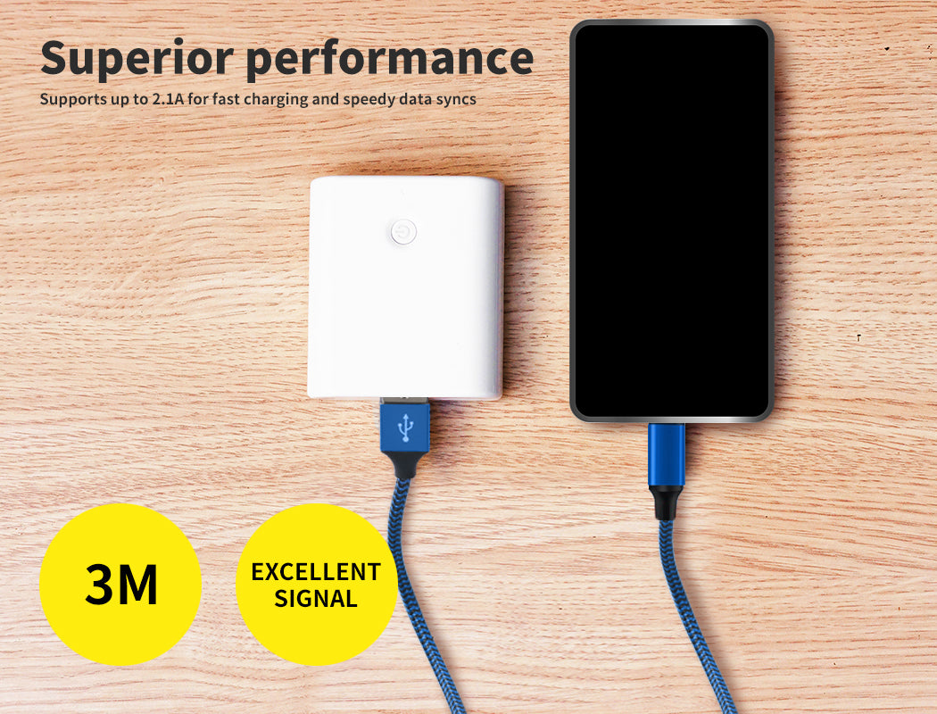 5x USB Fast Charging Cable iPhone Blue