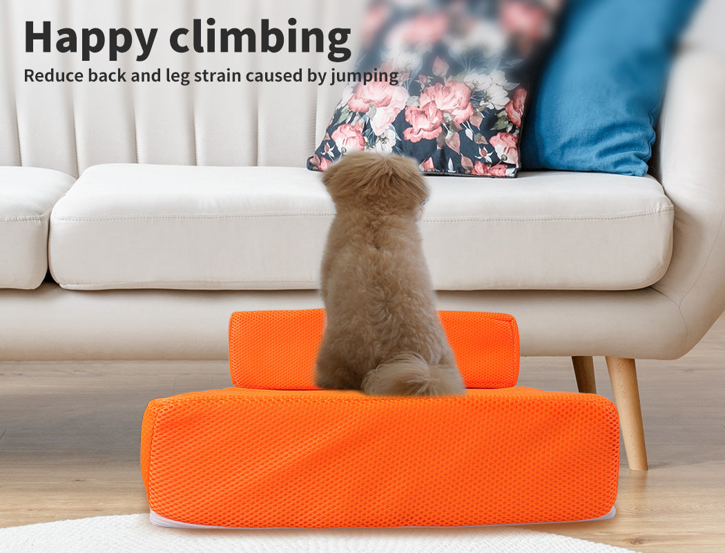 Portable Foldable Pet Stairs Orange