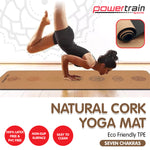Powertrain Cork Yoga Mat with Carry Straps Home Gym Pilates - Chakras