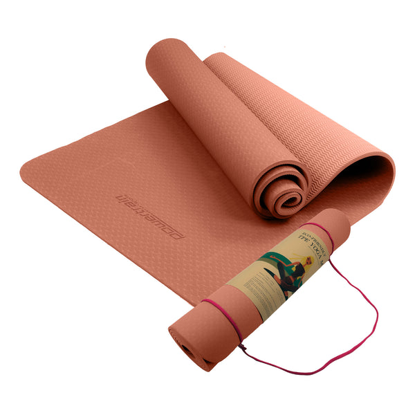  Powertrain Eco Friendly TPE Yoga Exercise Pilates Mat 6mm - Pink