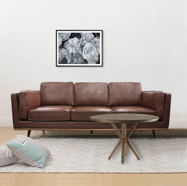  Brown 3-Seater Lounge Sofa With Wooden Frame